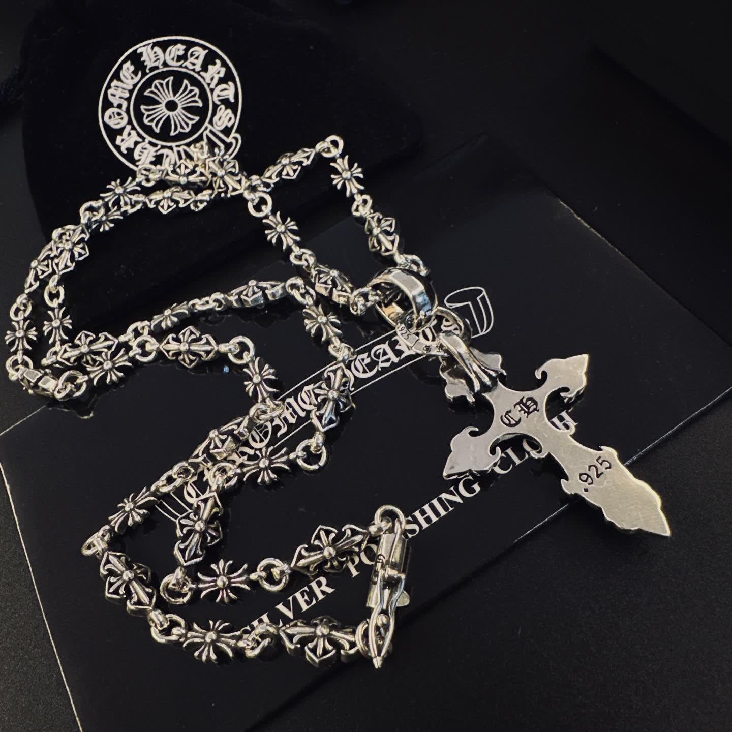Chrome Hearts Silver Cross Pendant Necklace